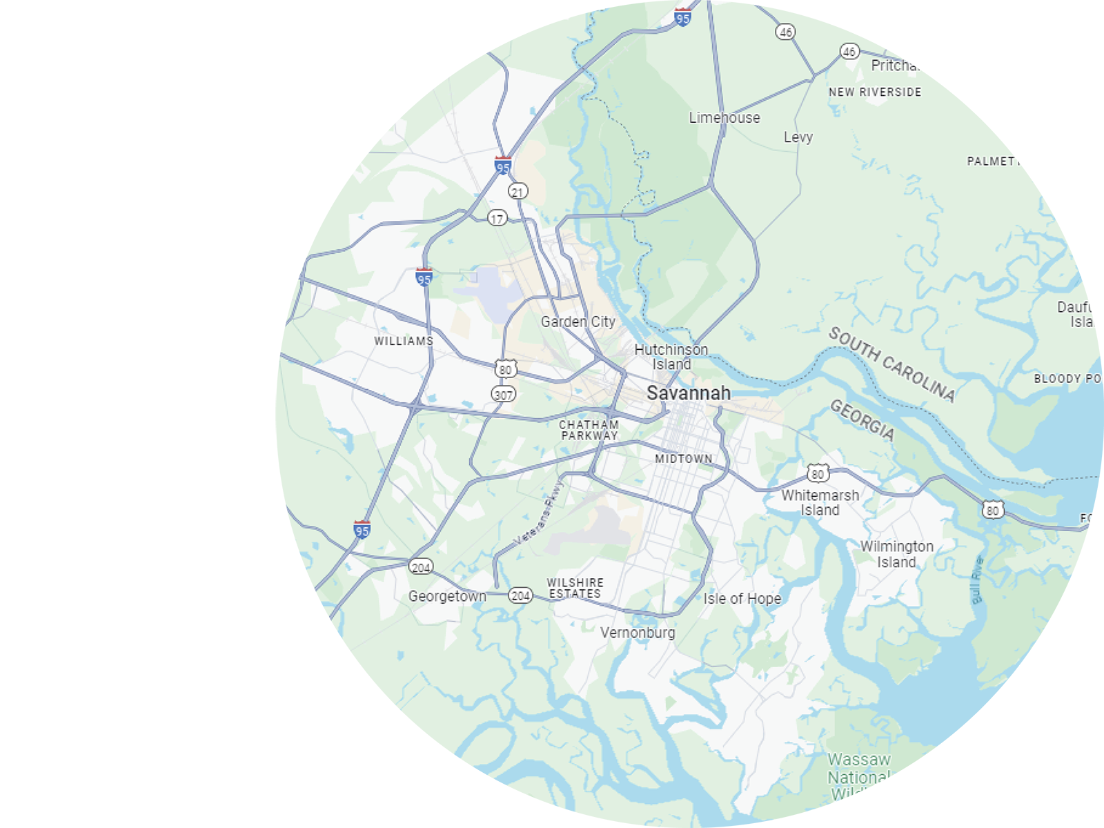 A map showcasing the savannah area